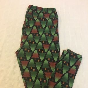 Lularoe TC leggings Christmas Trees black green
